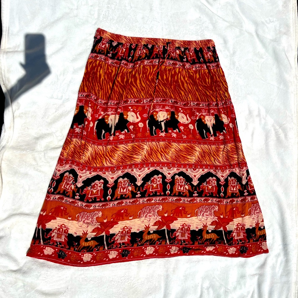 Maxi skirt boho hippie animal print